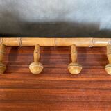 Old Coat Rack Wall Mounted x4 Wood Bamboo Style Vintage