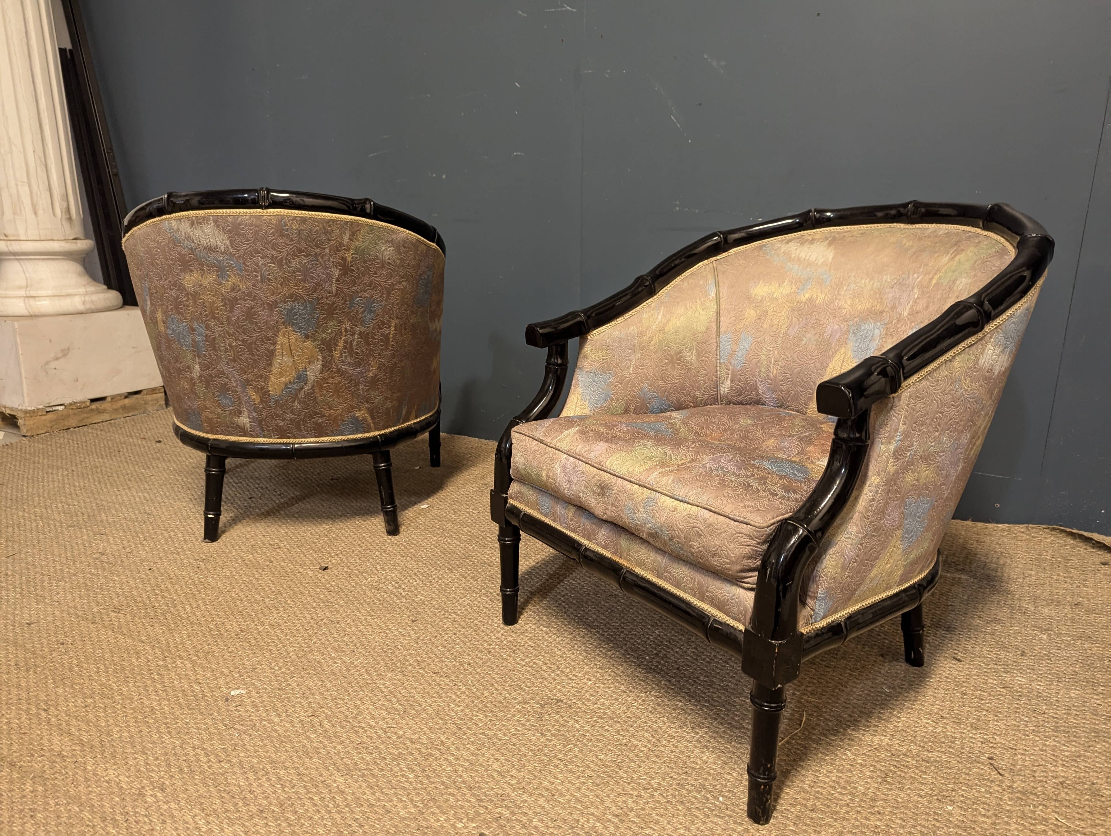 Pair of 80s bamboo-style armchairs