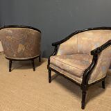 Pair of 80s bamboo-style armchairs
