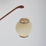Danish teak wall lamp with pearl shade, 1960s