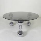 Space Age Sputnik coffee table, with a 1970s chrome base