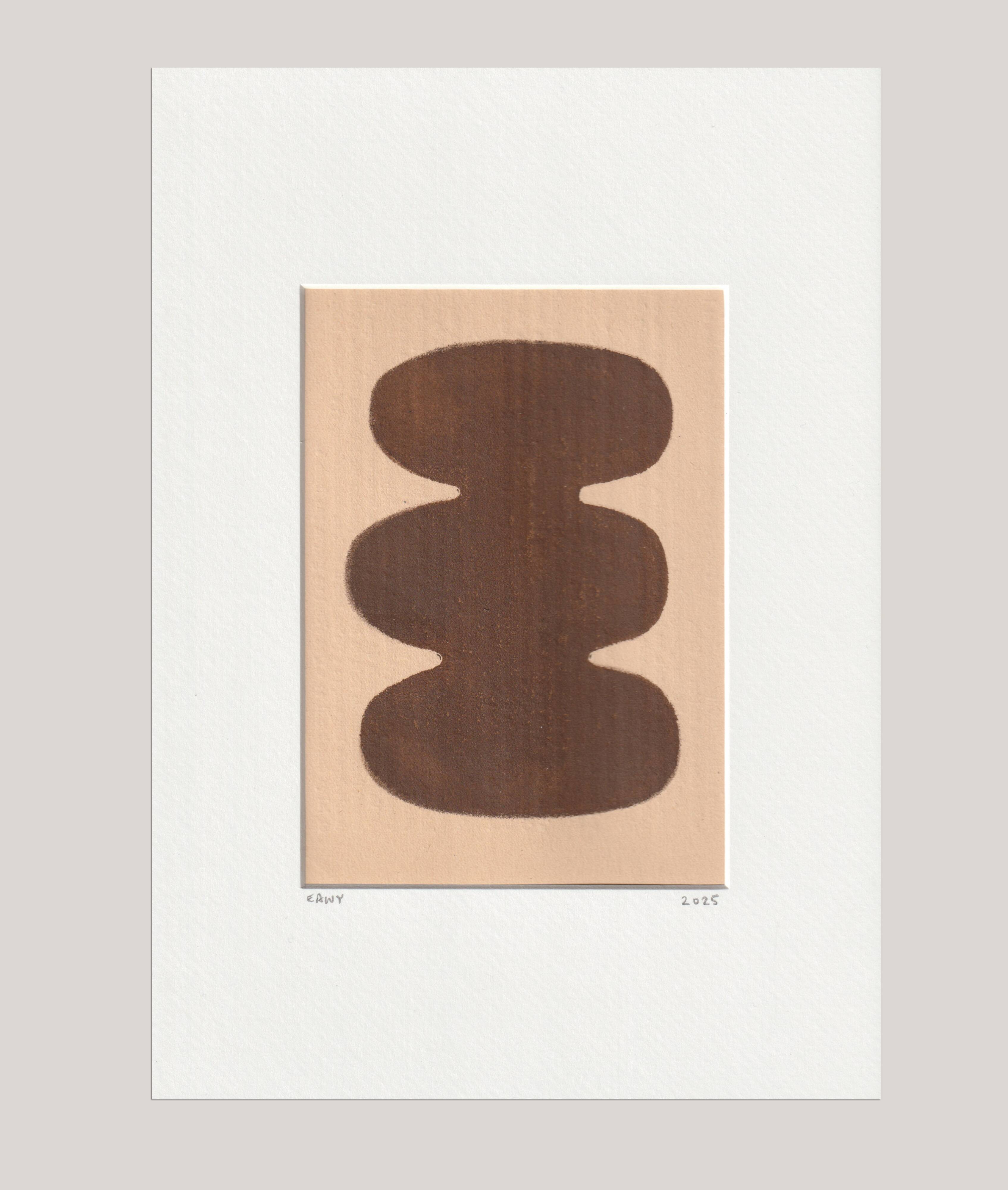 Contemporary abstract painting on antique paper B353 signed Eawy