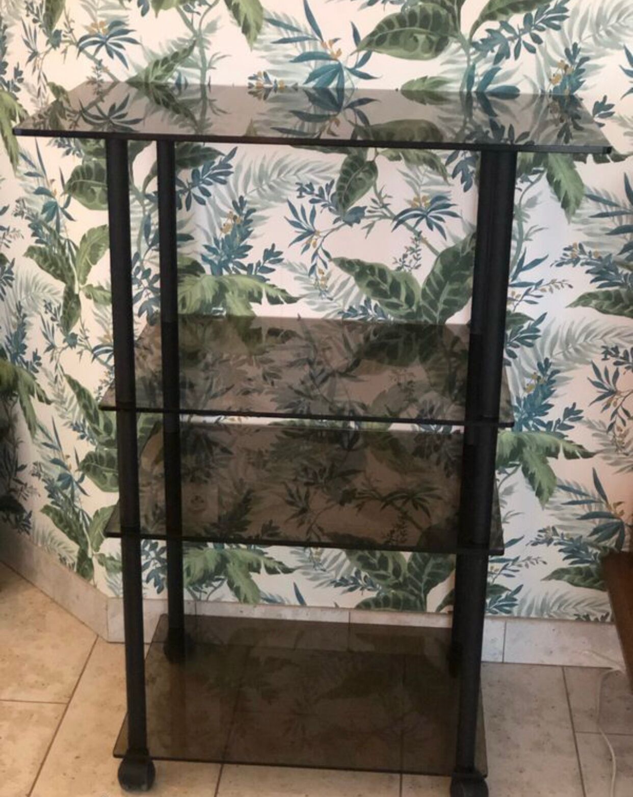 Service, TV stand on wheels in smoked glass Erard