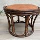 Pouf vintage rotin et cuir