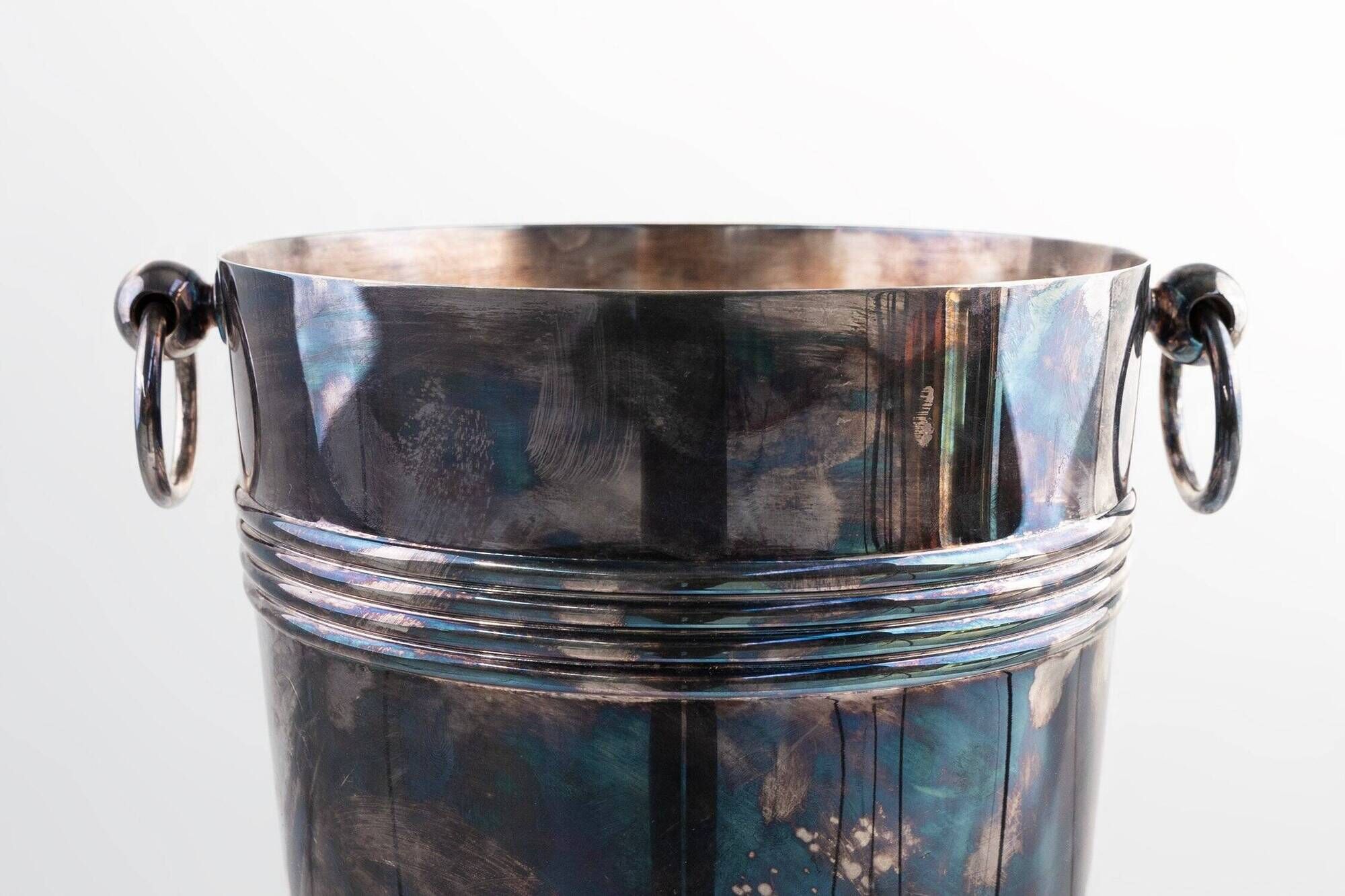 Silver-Plated Champagne Bucket Marked Christofle France, 1950s
