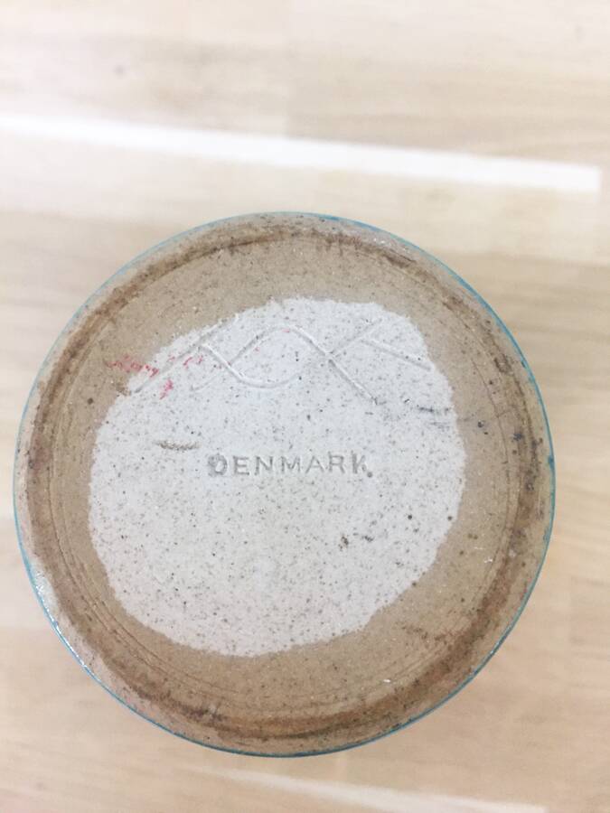 Scandinavian turquoise glazed ceramic candlestick – Denmark, 1960