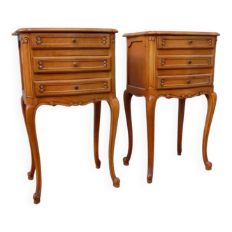 Set of 2 Louis XV bedside tables - Cherry wood