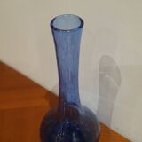 Très Joli Soliflore En Verre Bullé Violet Signé Biot