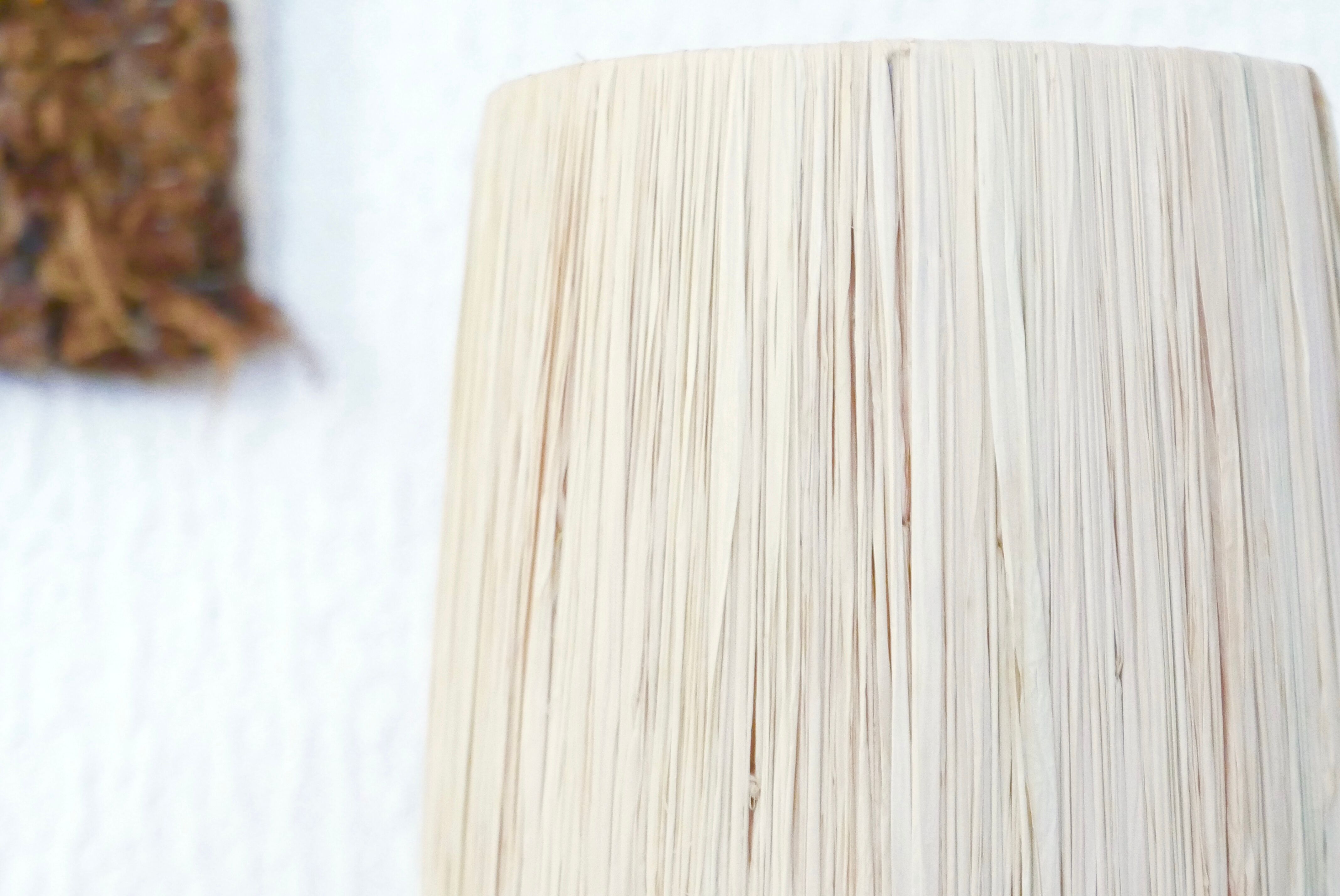 Alabaster lamp, raffia lampshade, 60s