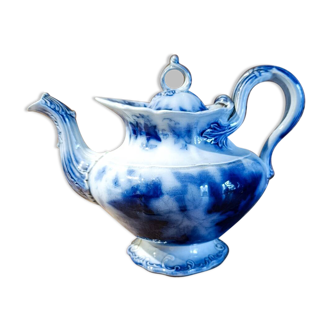 Antique blue teapot model Bryonia late 19th century Sarreguemines