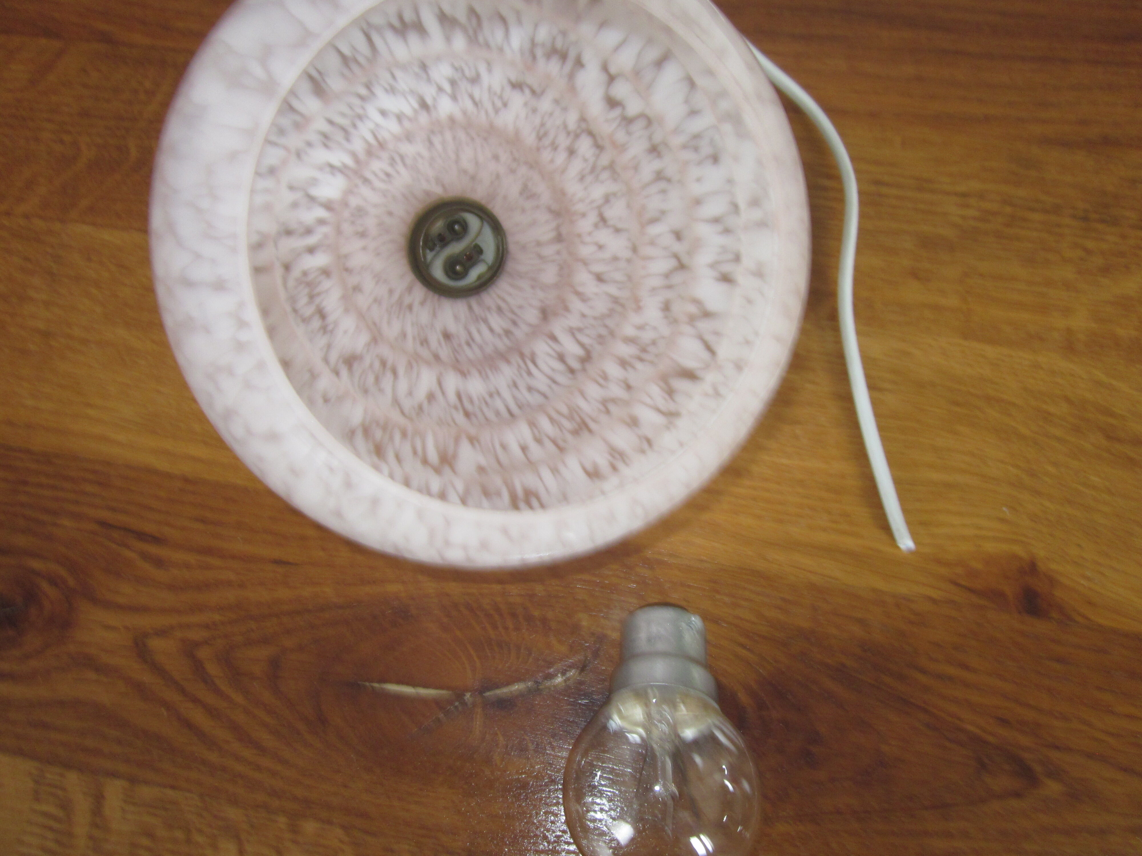 Pink clichy glass walk-in hanging