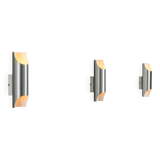 Set of three aluminium cylindrical wall lamps