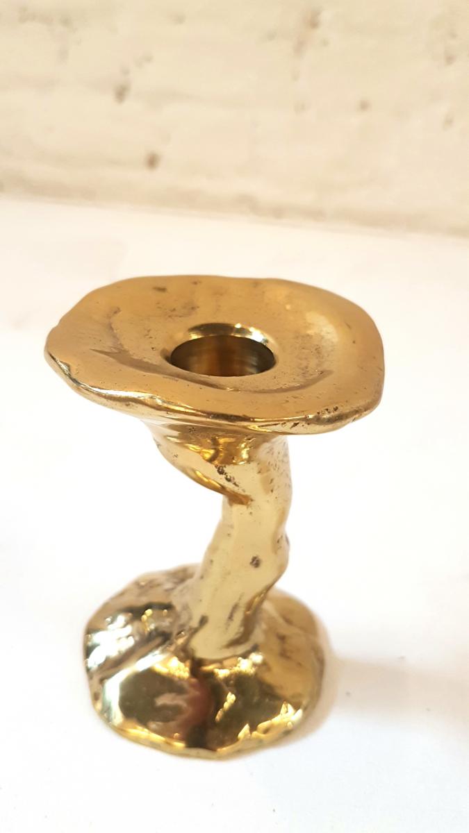 Pair of massive bronze brutalist candlesticks 1980