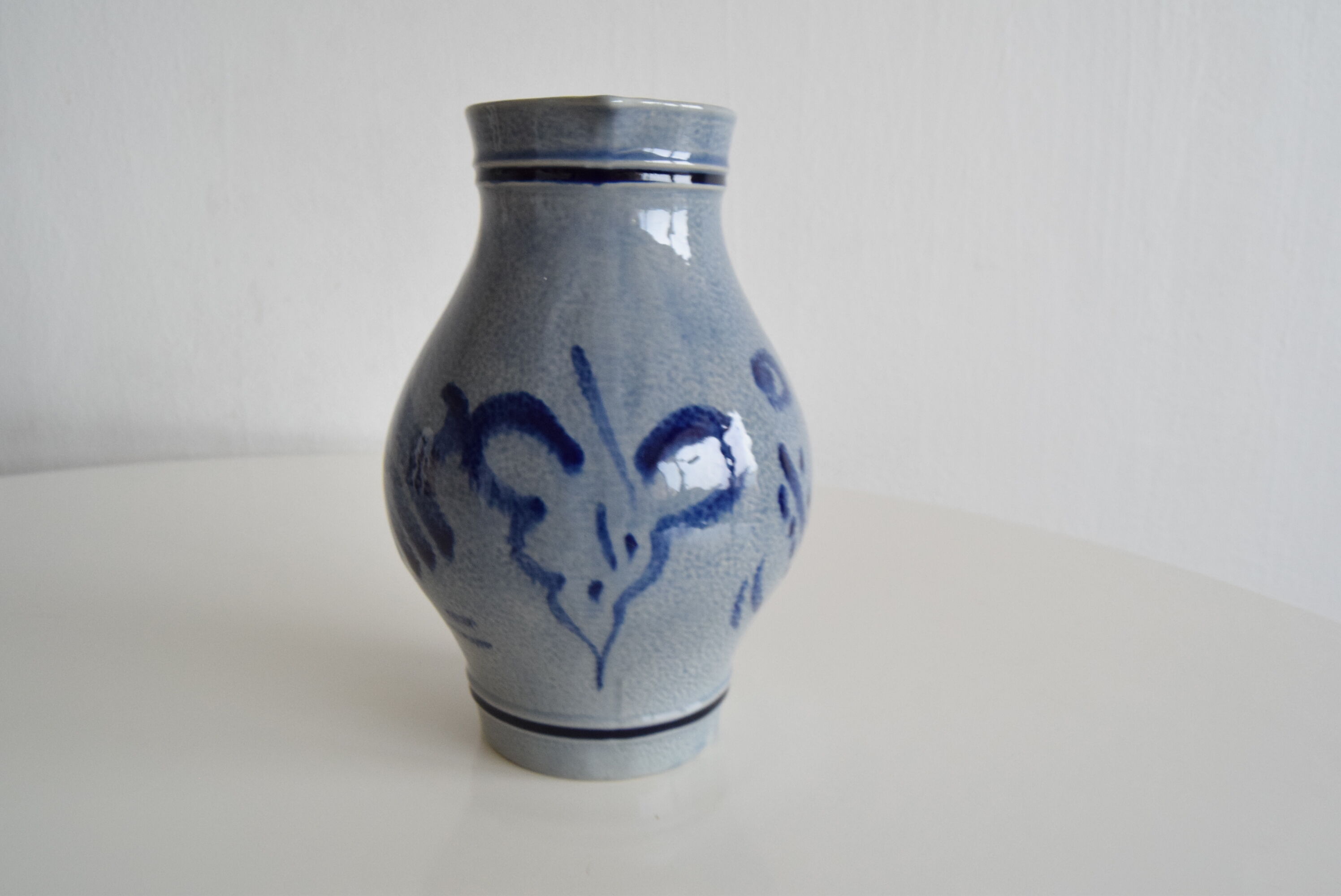 Vintage earthenware Jug with Blue Salt Glaze/Marzi & Remi, 1960's.
