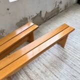 Pair of Charlotte Perriand Les Arcs pine benches