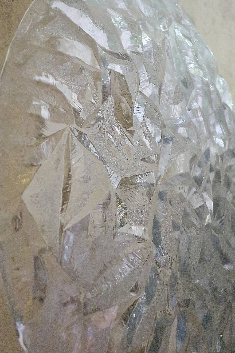 Plafonnier en verre glacé Kaiser Leuchten, années 1970