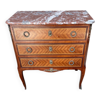 Transitional style chest of drawers in marquetry
