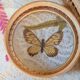 Vintage bamboo tray + 6 butterfly coasters from the 70s