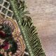 Old floral cotton velvet rug or throw with fringes, 180 x 130 cm