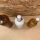 Set of 3 old brown & white stoneware bottles vintage kitchen