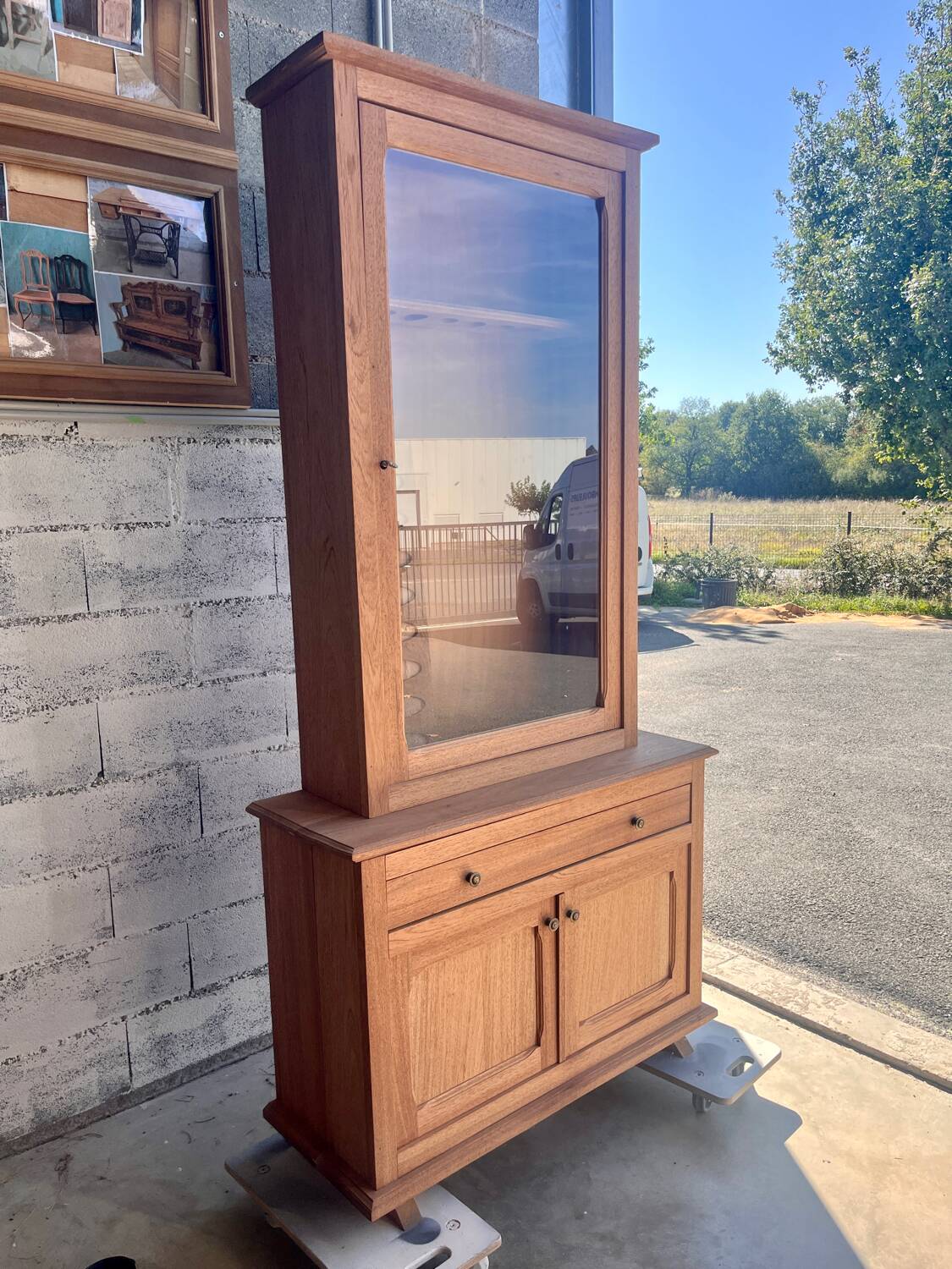 Raw wood gun cabinet