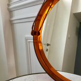 mirror cap brown orange design plexi and leather strap Made in France 1974