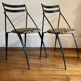 Pair of folding chairs with leopard seats, 1980