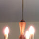 Old chandelier 3 lights wooden art deco suspension