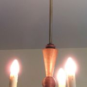 Old chandelier 3 lights wooden art deco suspension