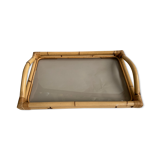 Rattan and glass tray