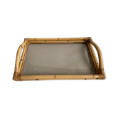 Plateau en rotin et verre