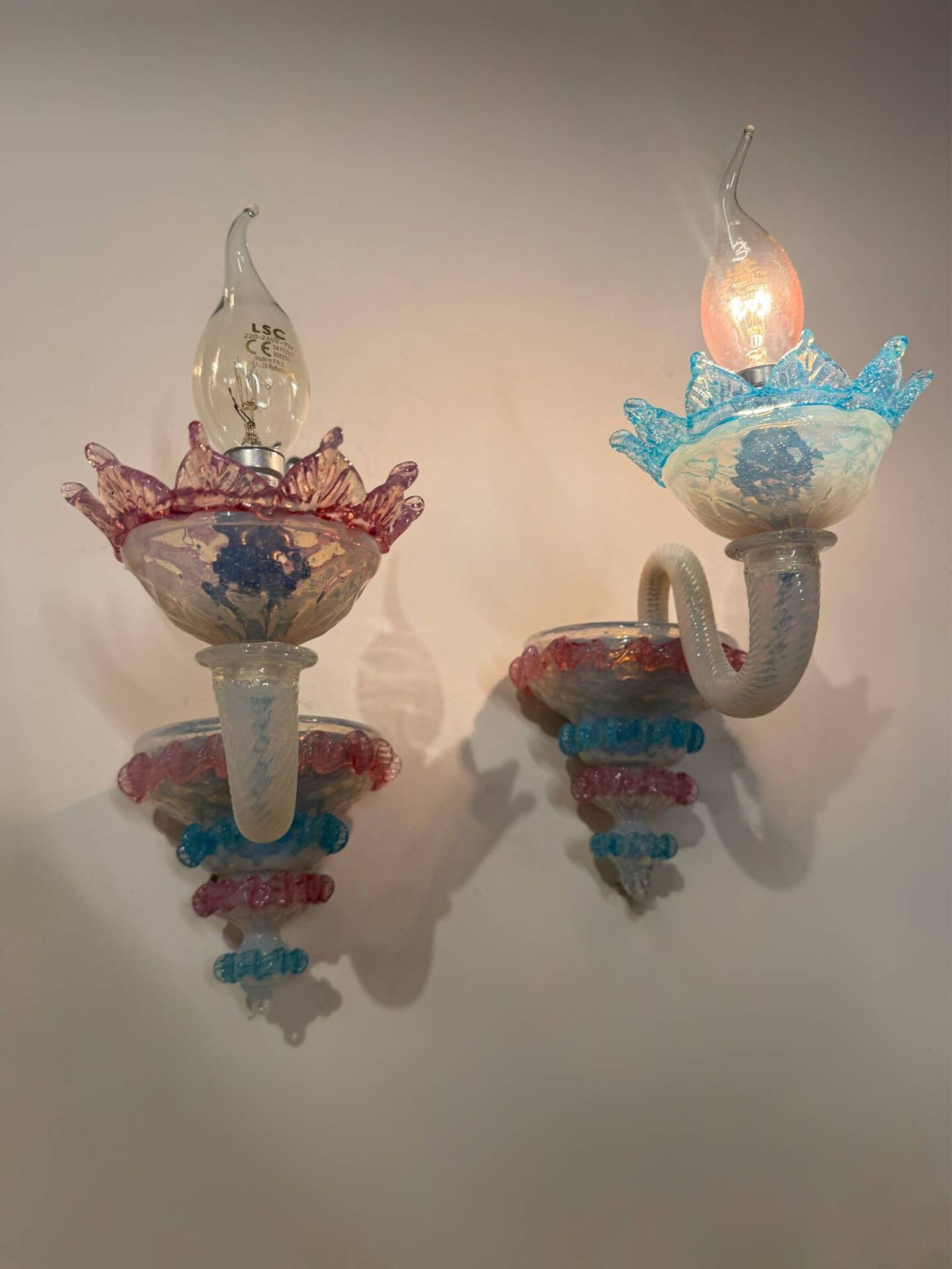 Murano glass wall lights from the 1960s