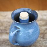 Stoneware wine pitcher with ice cube reserve, stoneware carafe, refresher pitcher