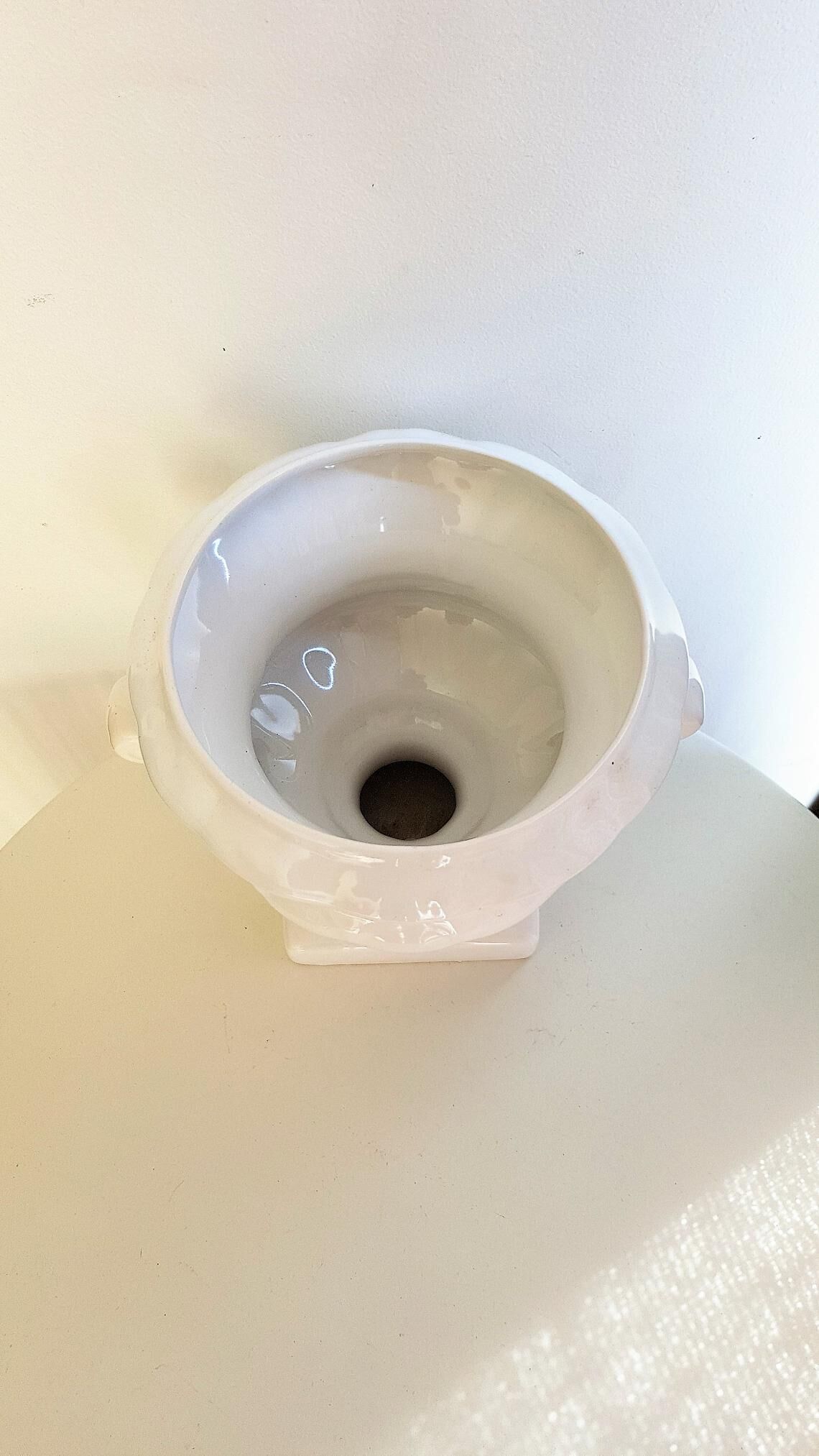 White ceramic medici-shaped planter