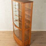 Exclusive display cabinet from the 1980s, solid teak, glass doors, drawers, lighting