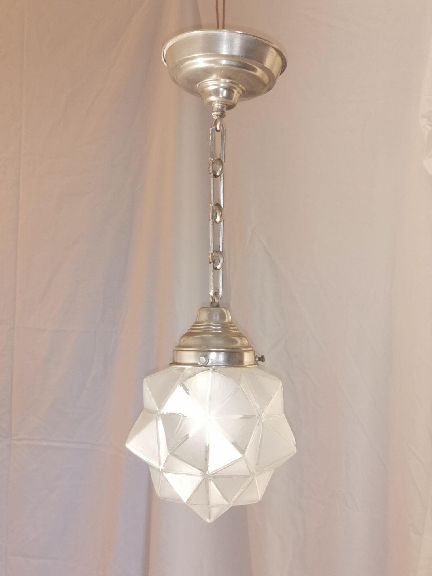 Star hanging in frosted glass and aluminum, 1960