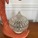 Palm lamp in ceramic and chiseled glass