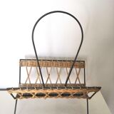 Vintage wicker and steel magazine door design 60s