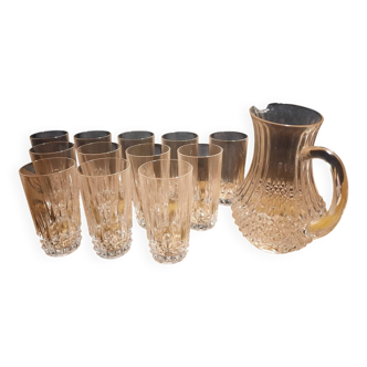 12 Arques crystal glasses - Longchamp model - retro