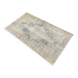 Tapis Oushak neutre 4x7 Tapis marine beige - Tapis vintage turc pour salon - Tapis pour chambre à coucher MOON.127