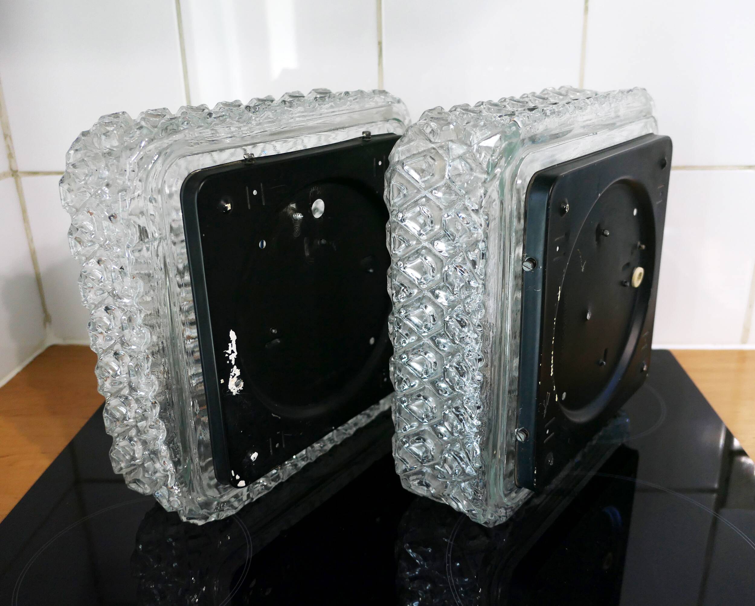 Pair of wall lights or ceiling lights Limburg Glashutte 1960s