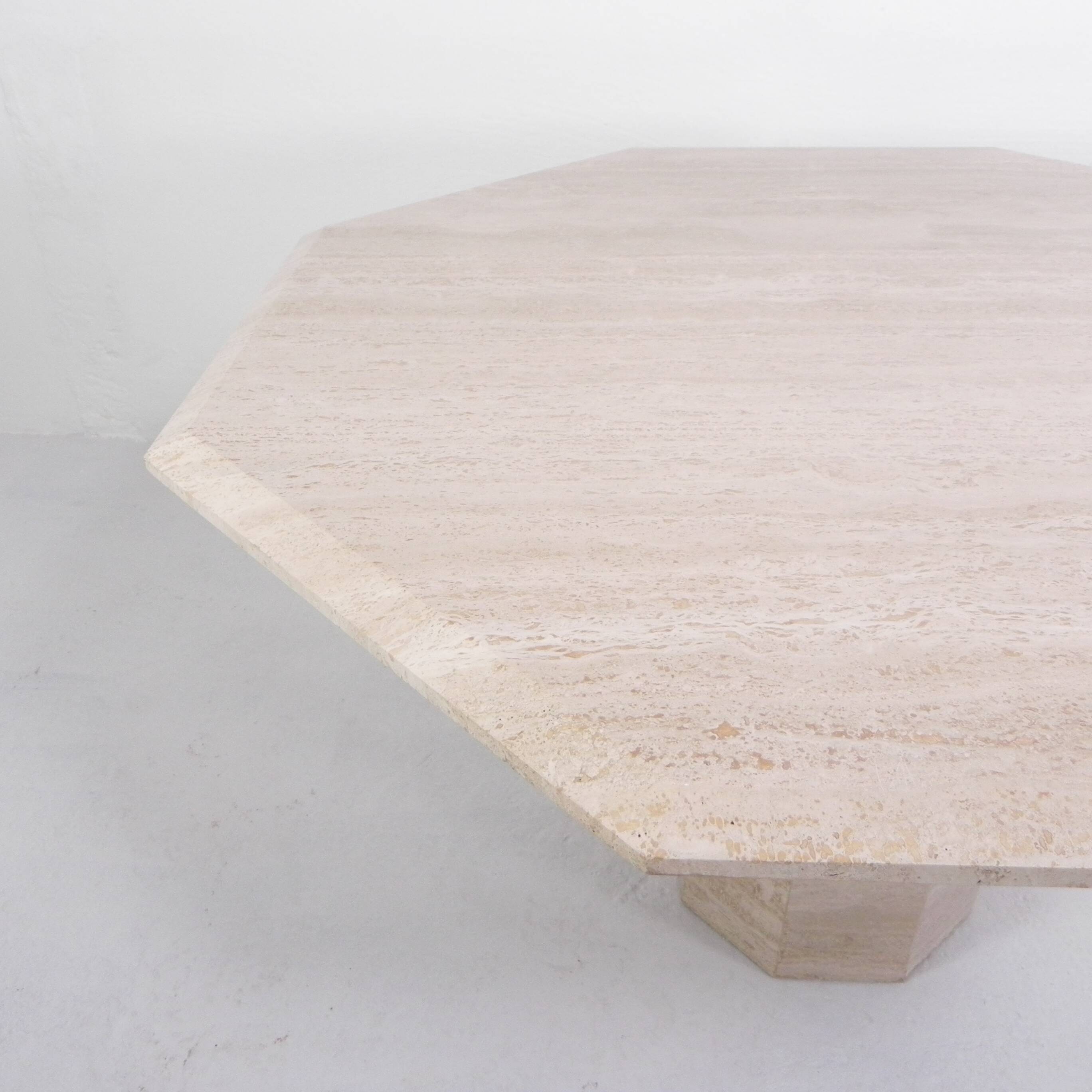 8-sided mid-century travertine dining table, 1970s