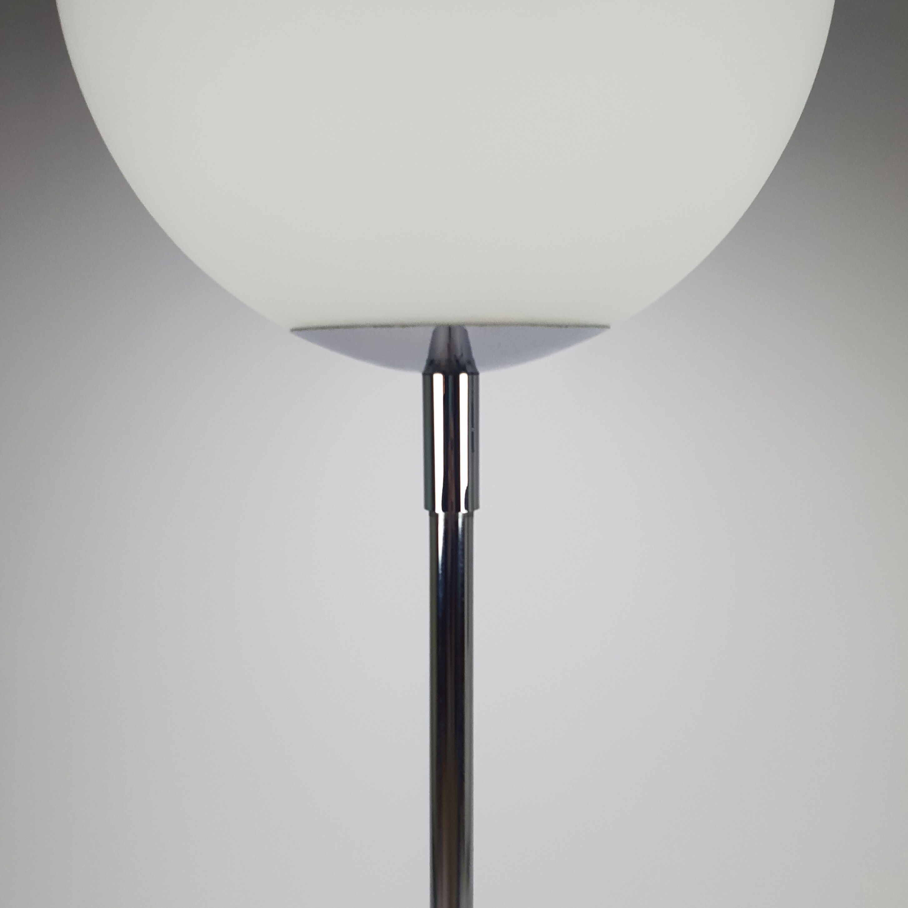 Postmodern Opaline Glass and Chrome Floorlamp, 1980s