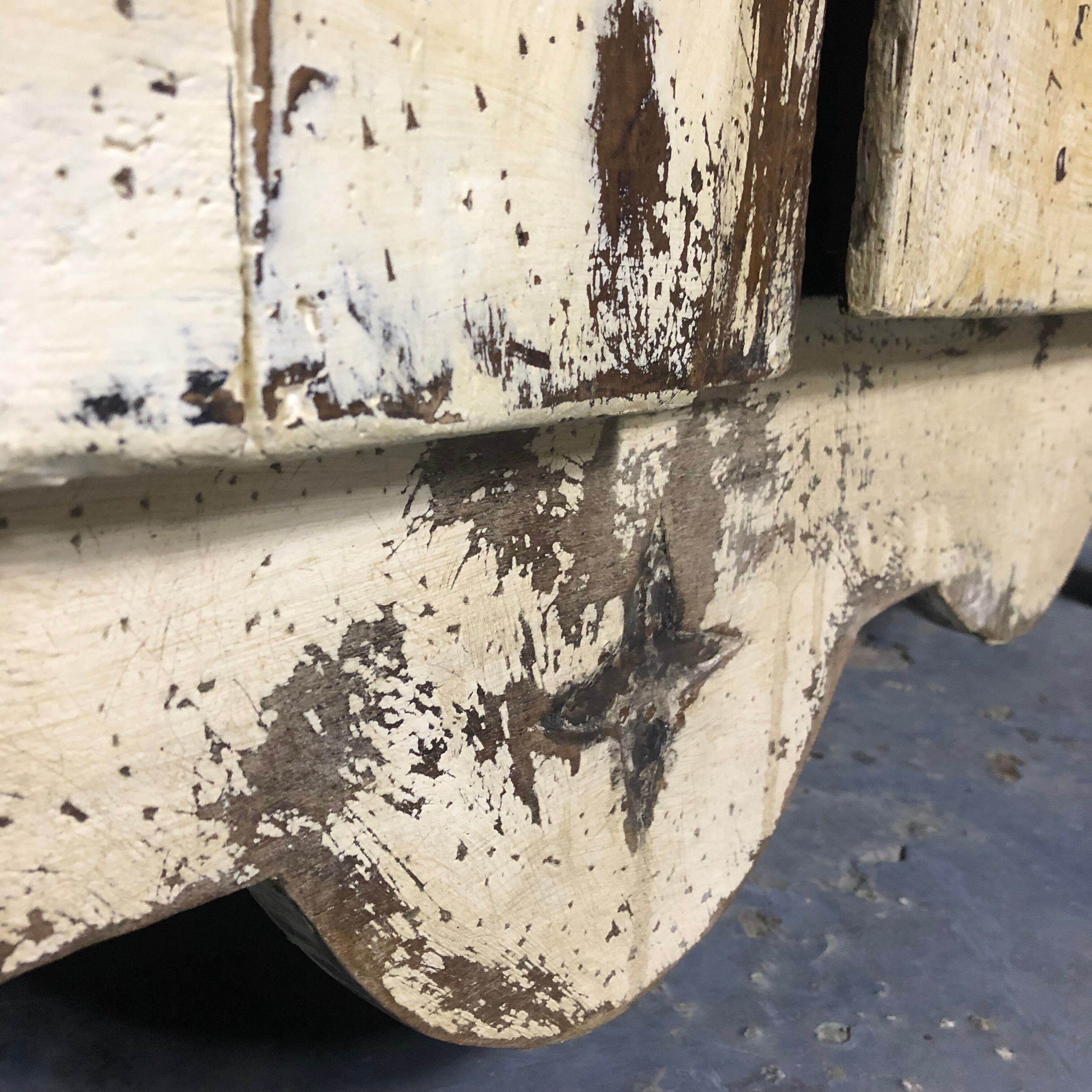 Old patinated painted wooden sideboard