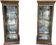 Pair of display cases in magnifying glass and black & gold lacquer, 20th century period