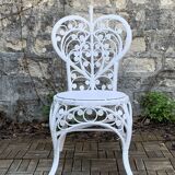 Peacock heart chair, white rattan, 1970s