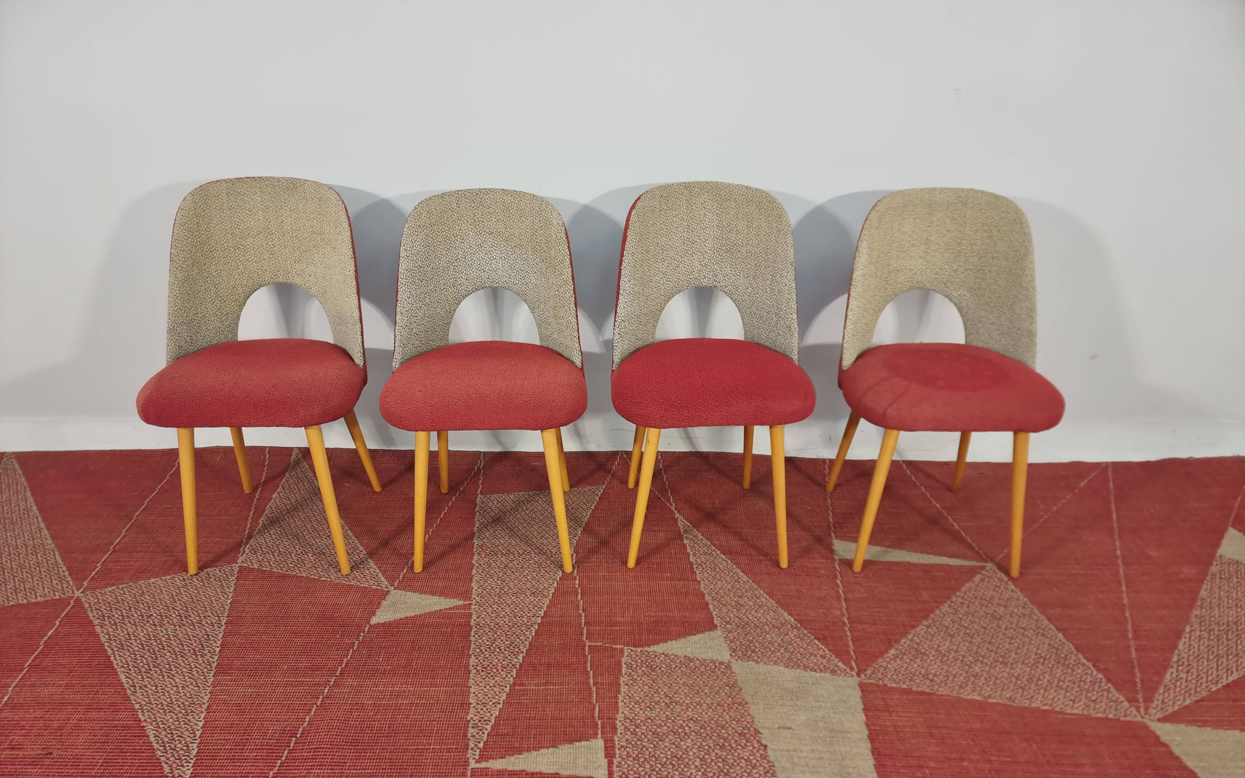 Dining Table and Chairs, 1960s, Set of 5