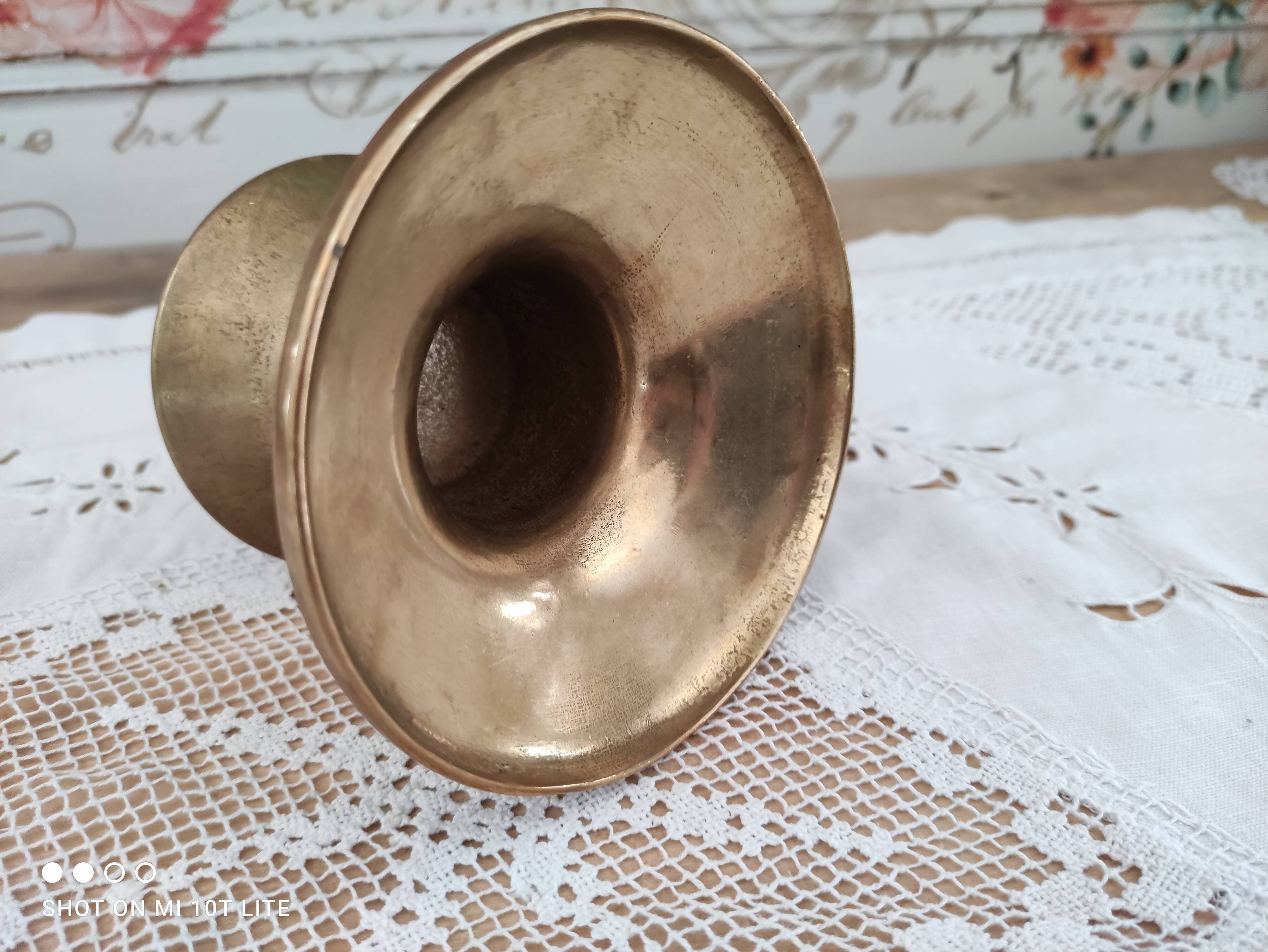 Low brass candle holder