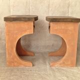 Pair of orange-pink patinated bedside tables