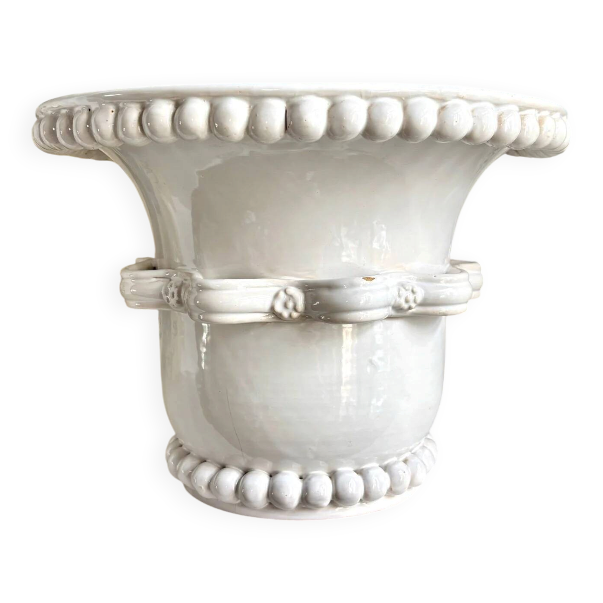 Vase, barbotine in artistic earthenware from Malicorne